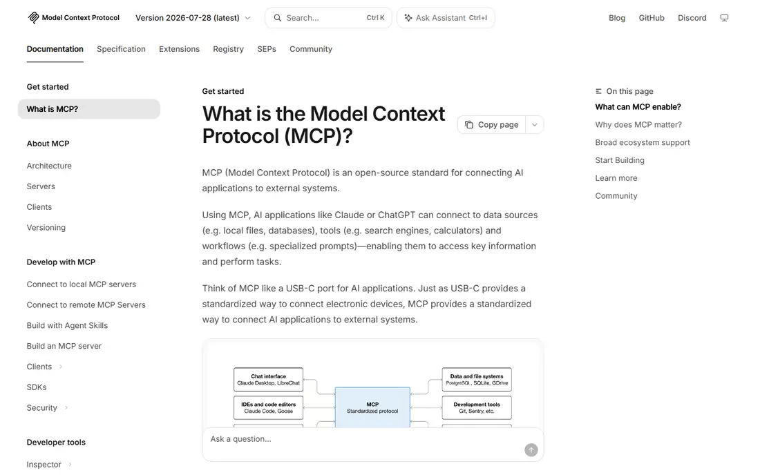 MCP SDK homepage