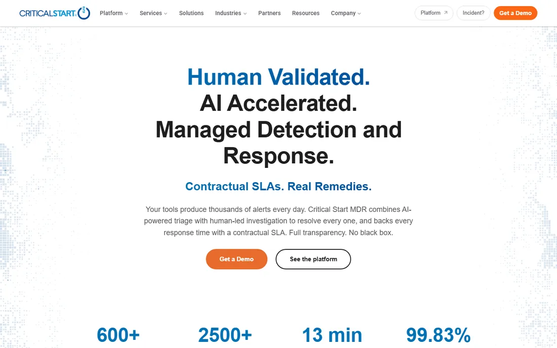 Critical Start homepage