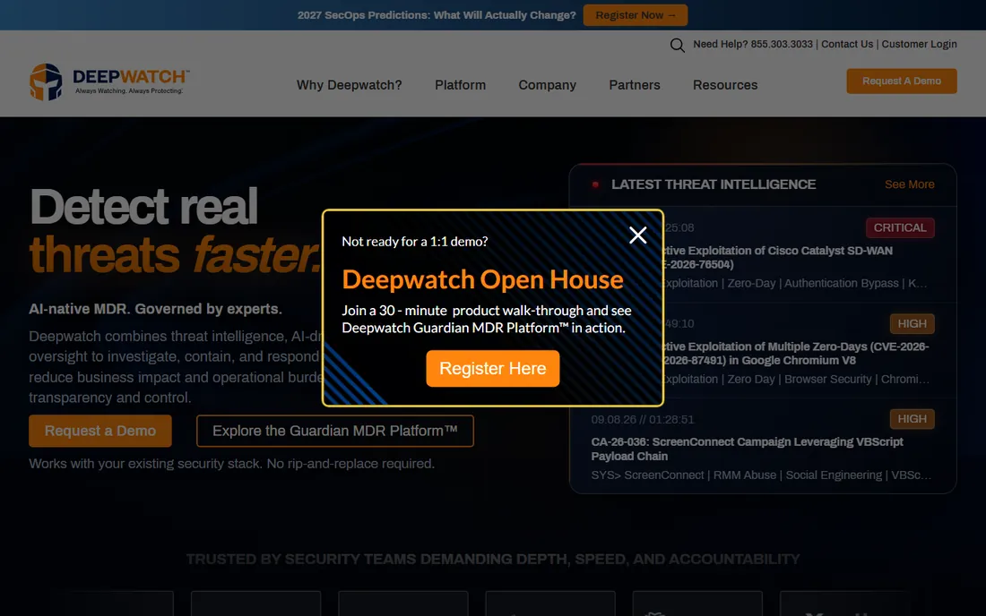 Deepwatch homepage