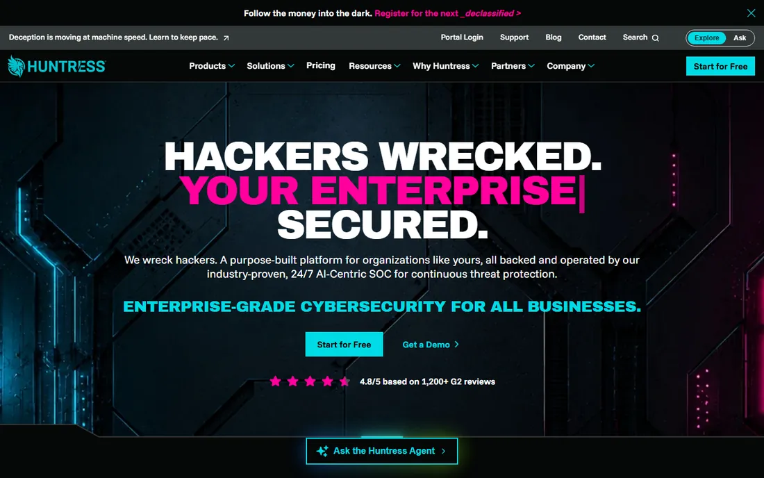 Huntress homepage