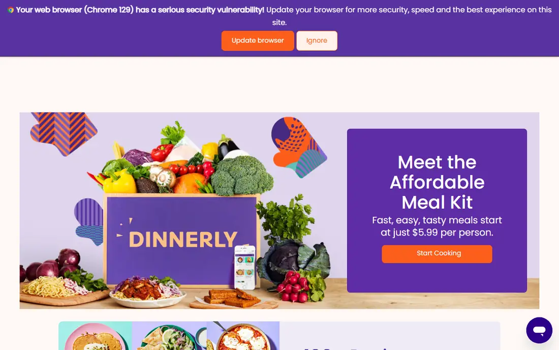 Dinnerly homepage