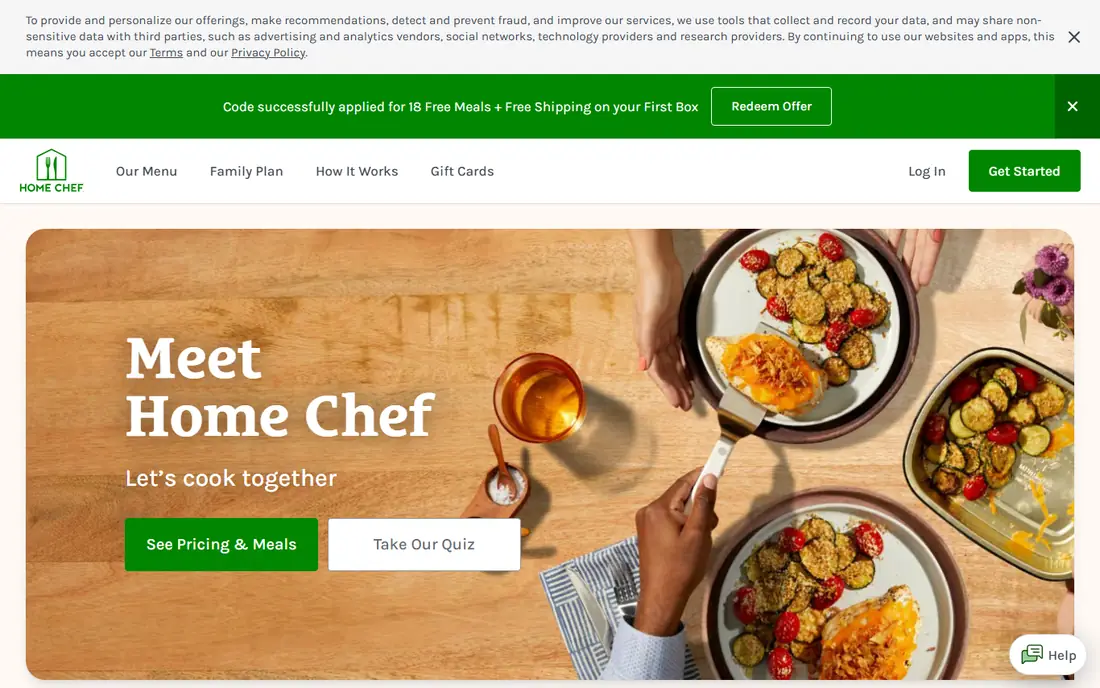 Home Chef homepage