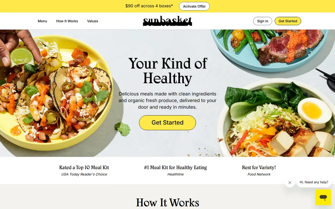 Sunbasket homepage