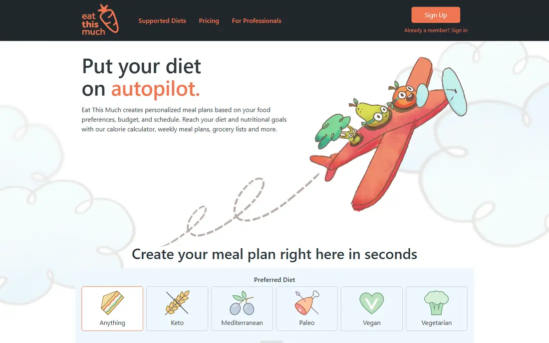 Eat This Much homepage
