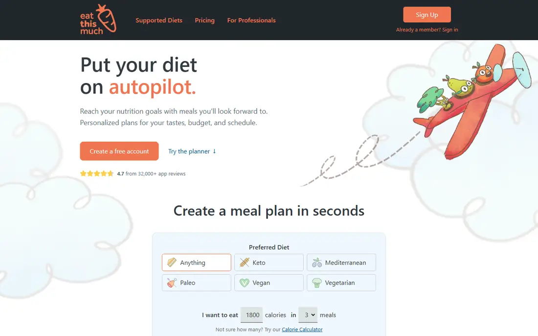 Eat This Much homepage
