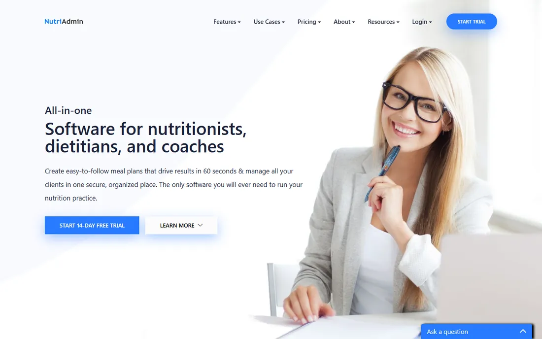 NutriAdmin homepage