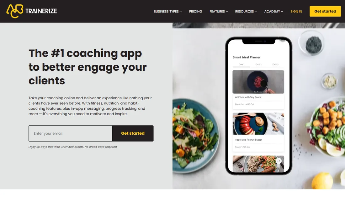 Trainerize homepage