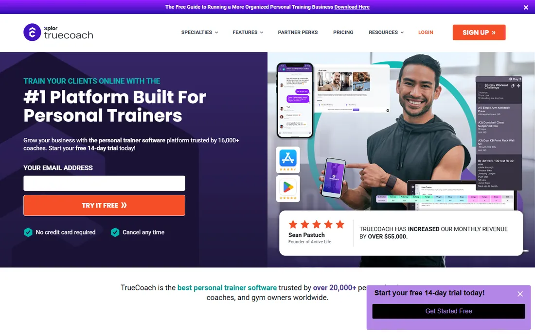 TrueCoach homepage