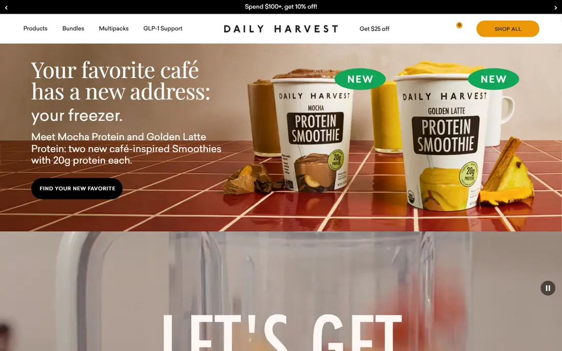 Daily Harvest homepage