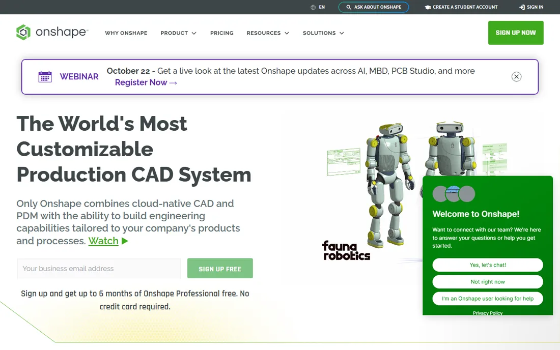 Onshape homepage