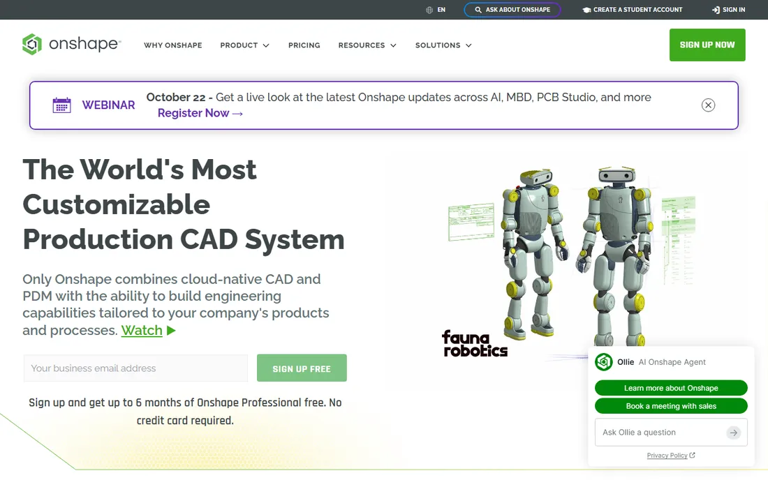 Onshape homepage
