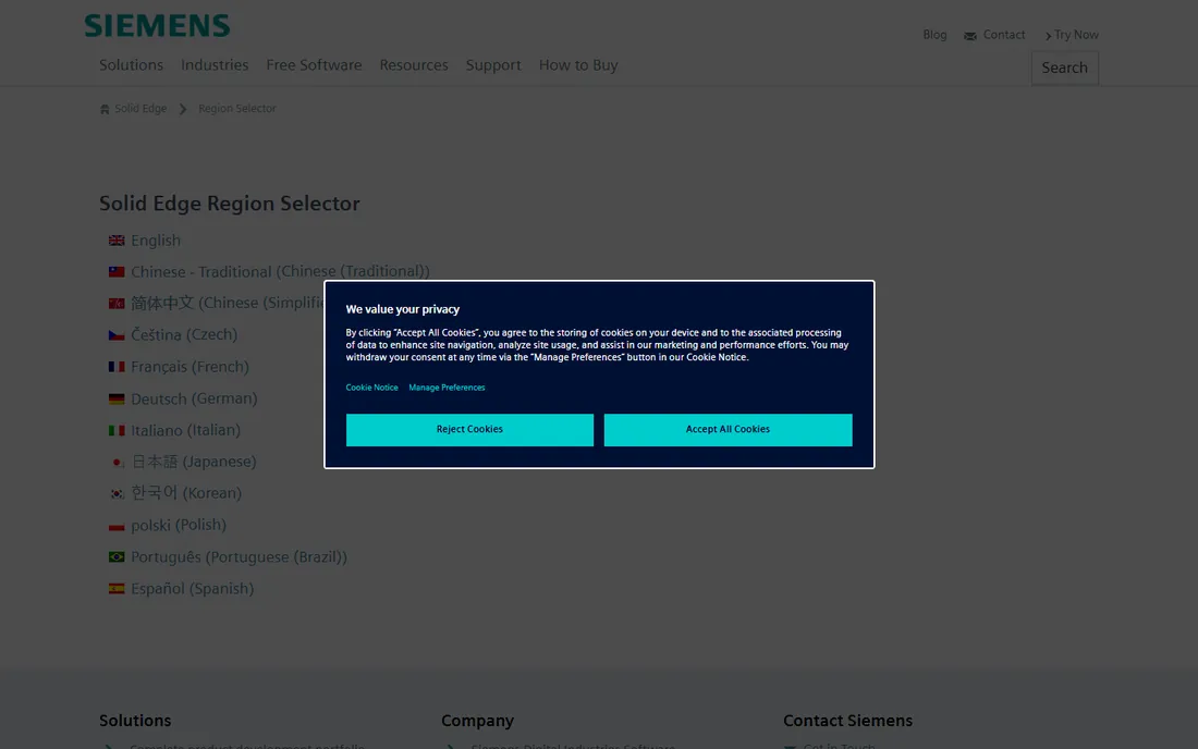 Solid Edge homepage