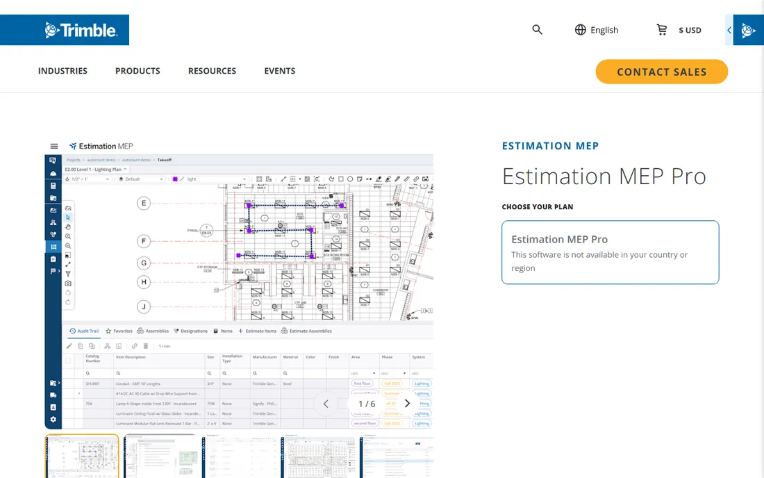 Trimble Estimation MEP homepage