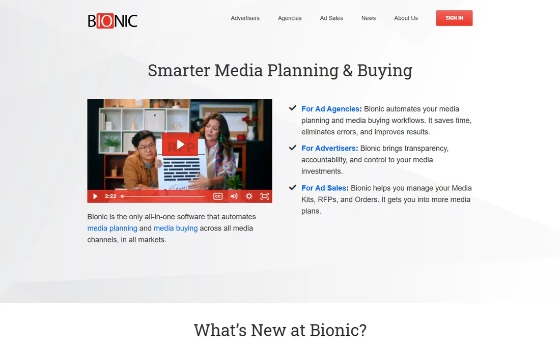 Bionic homepage