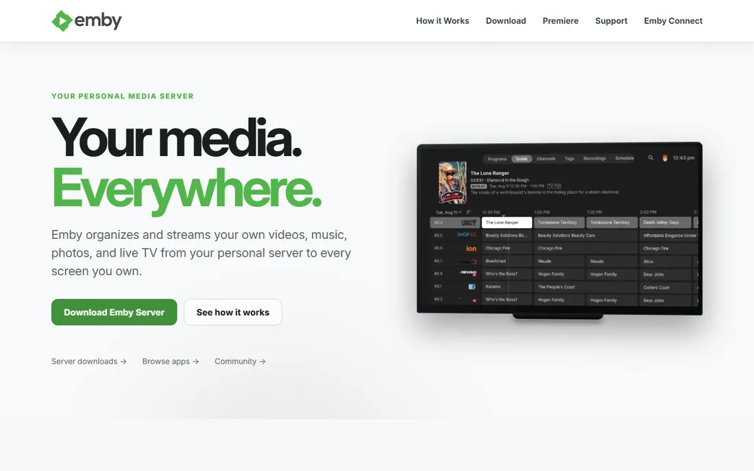 Emby homepage