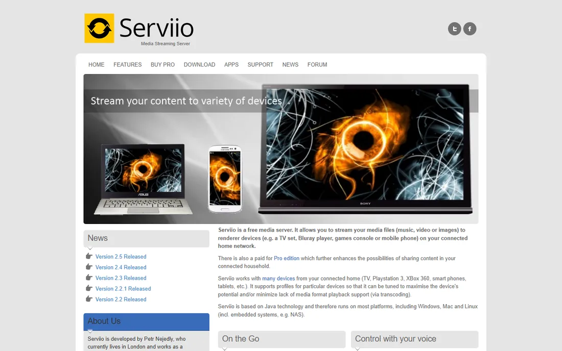 Serviio homepage