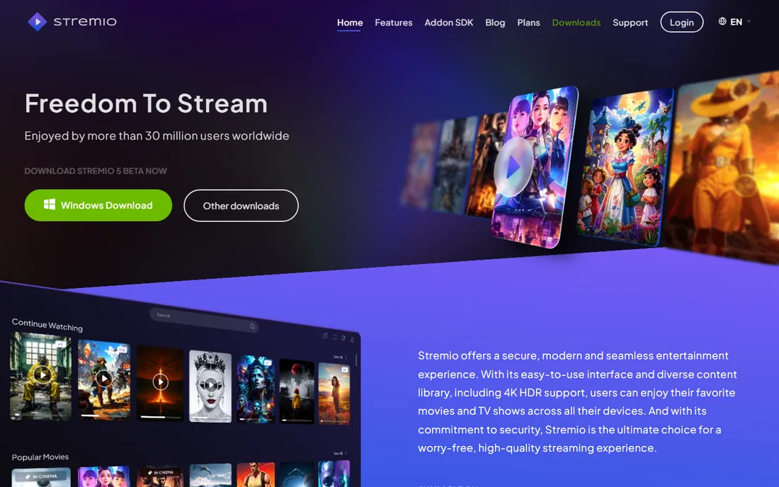 Stremio homepage