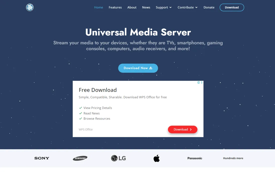 Universal Media Server homepage