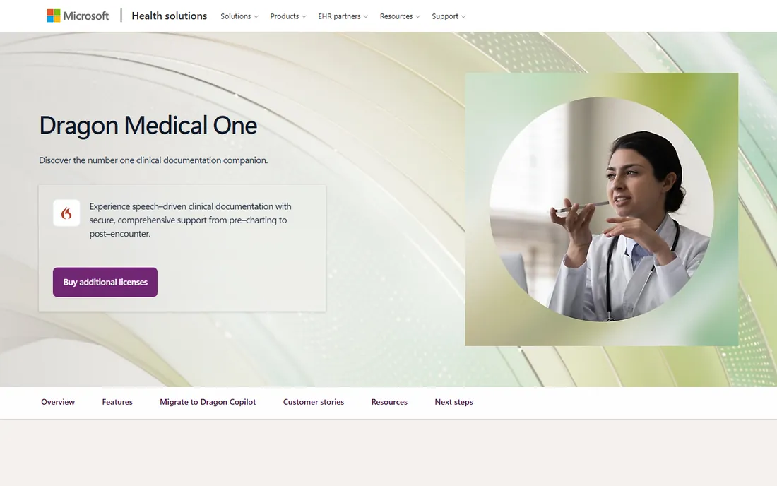 Dragon Medical One homepage