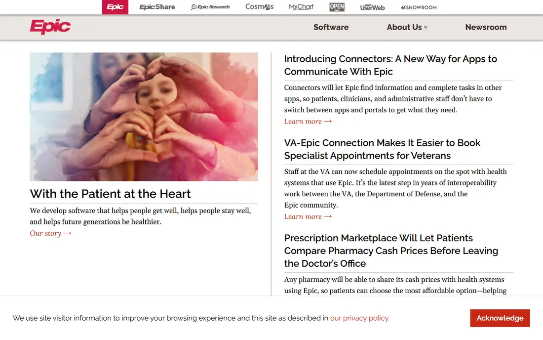 Epic homepage