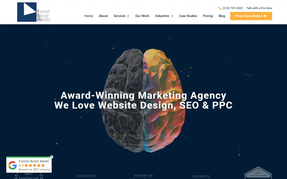 Funnel Boost Media homepage