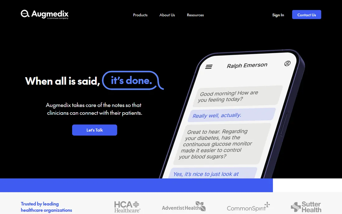 Augmedix homepage