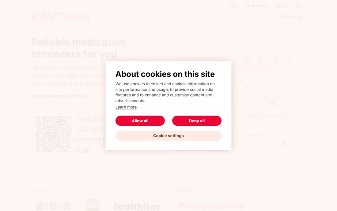 MyTherapy homepage