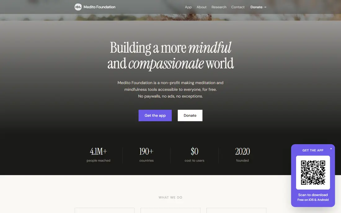 Medito homepage