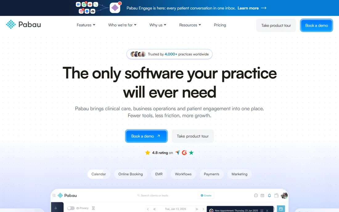 Pabau homepage