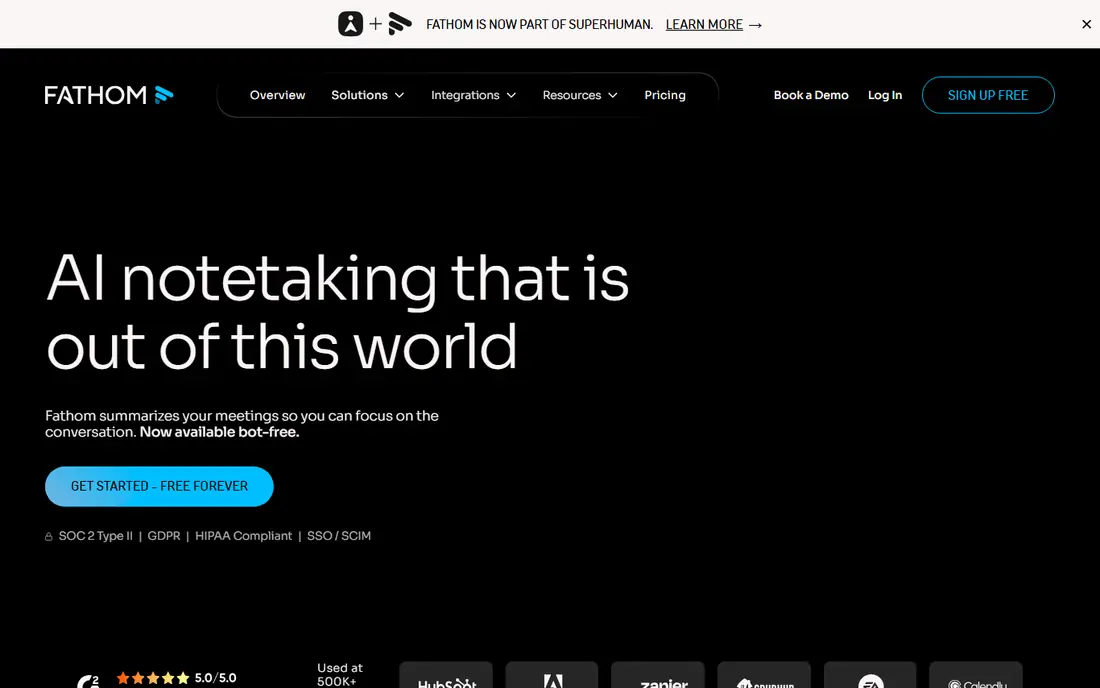 Fathom homepage