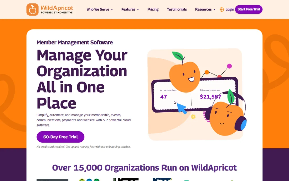 WildApricot homepage