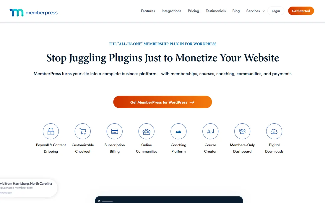 MemberPress homepage