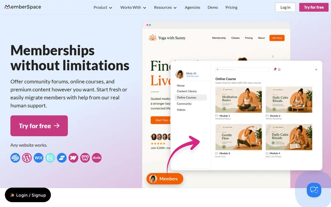 MemberSpace homepage