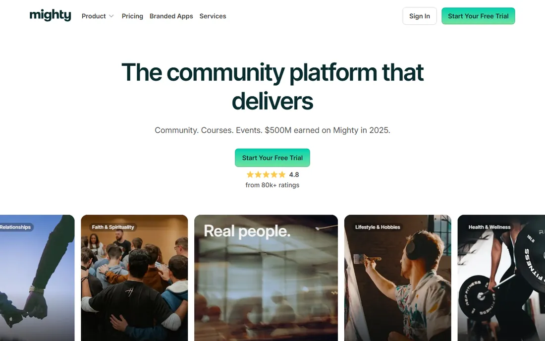 Mighty Networks homepage