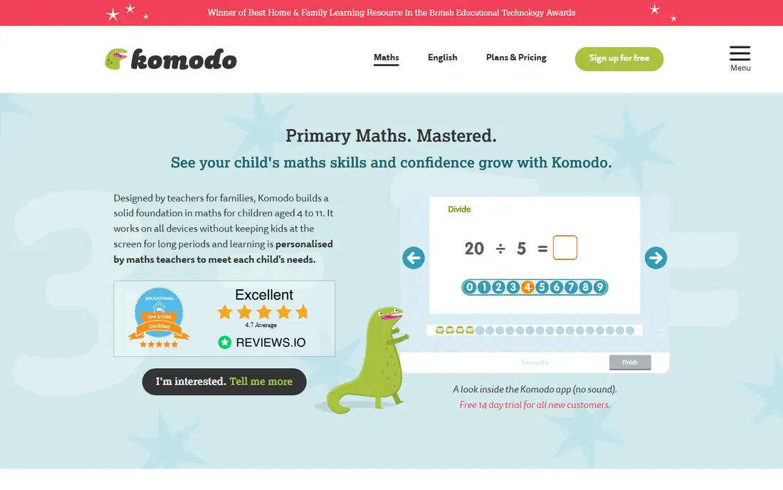 Komodo Math homepage