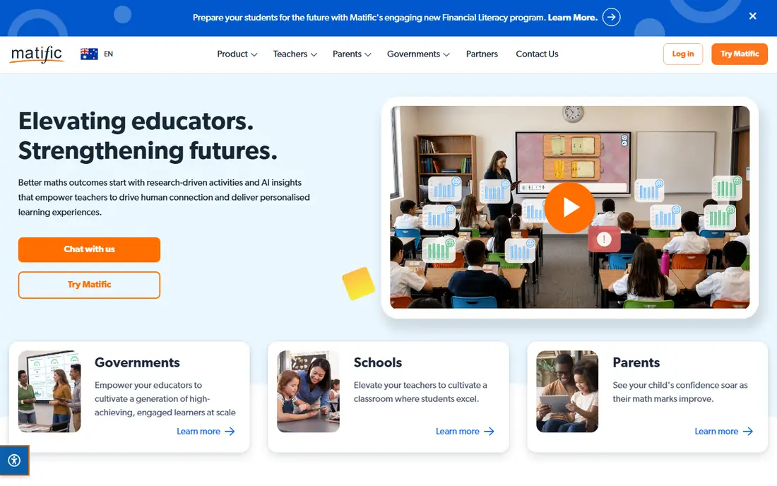 Matific homepage