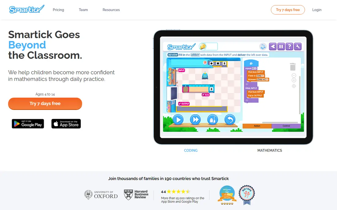 Smartick homepage