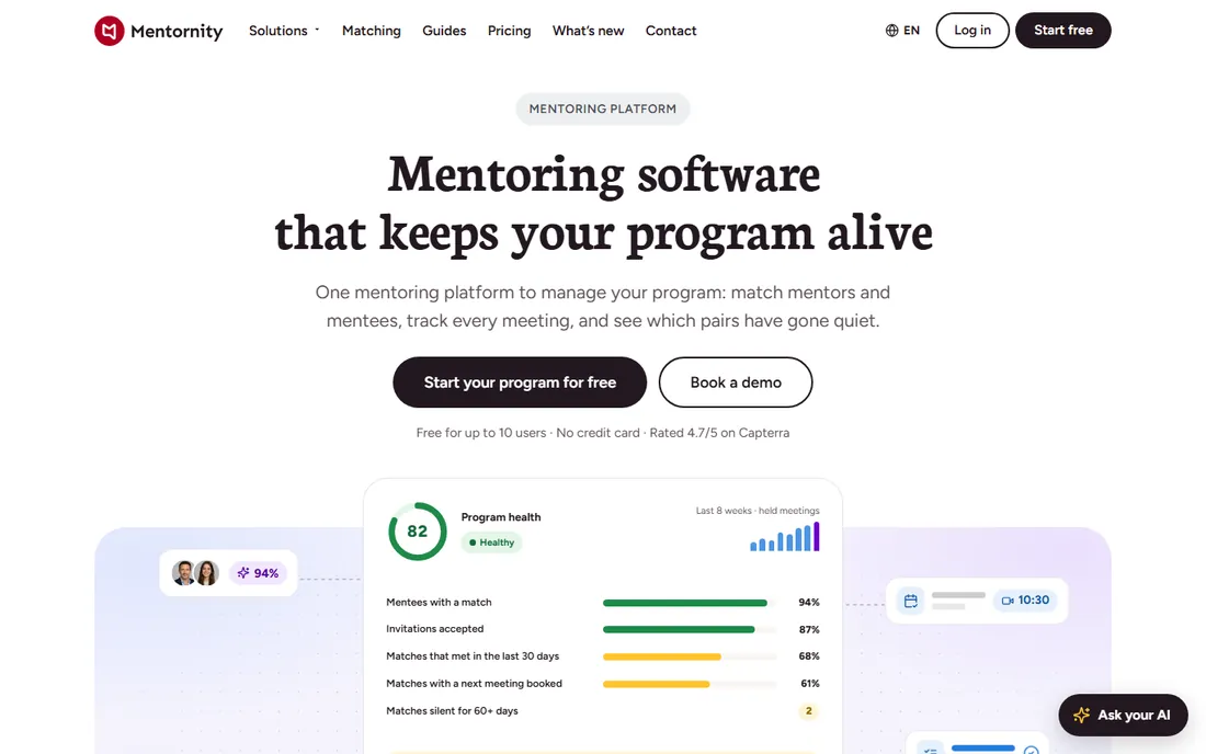 Mentornity homepage