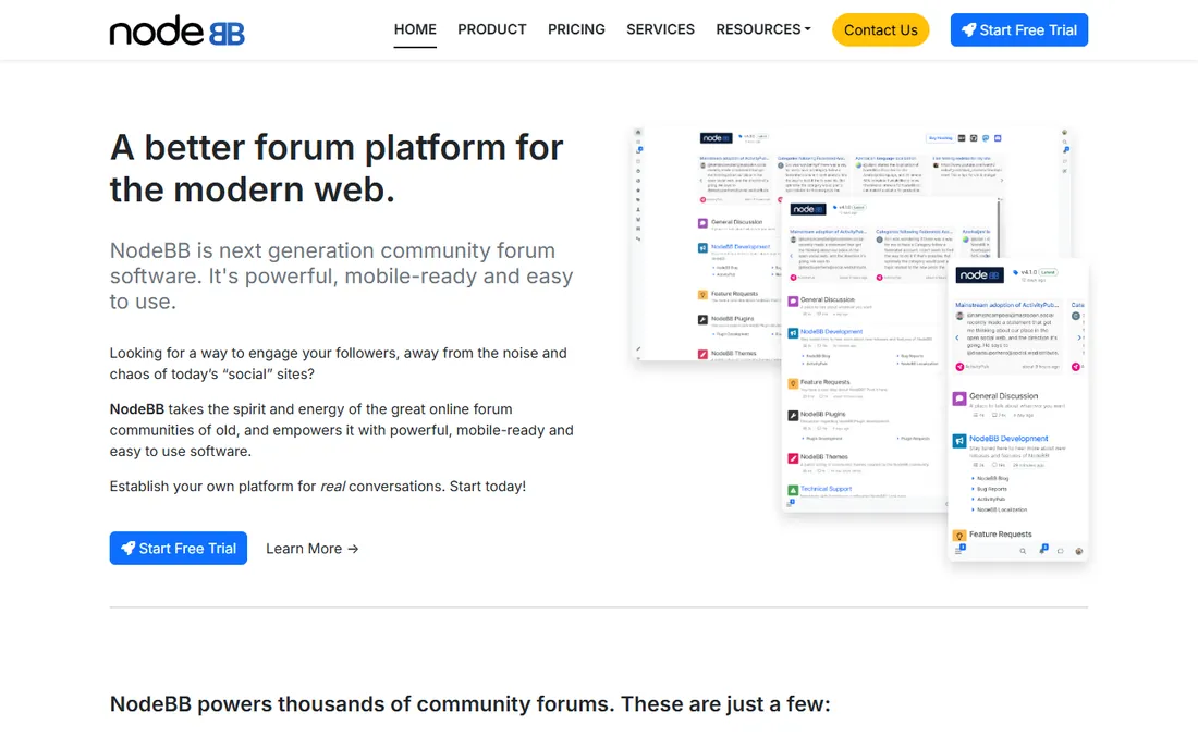 NodeBB homepage