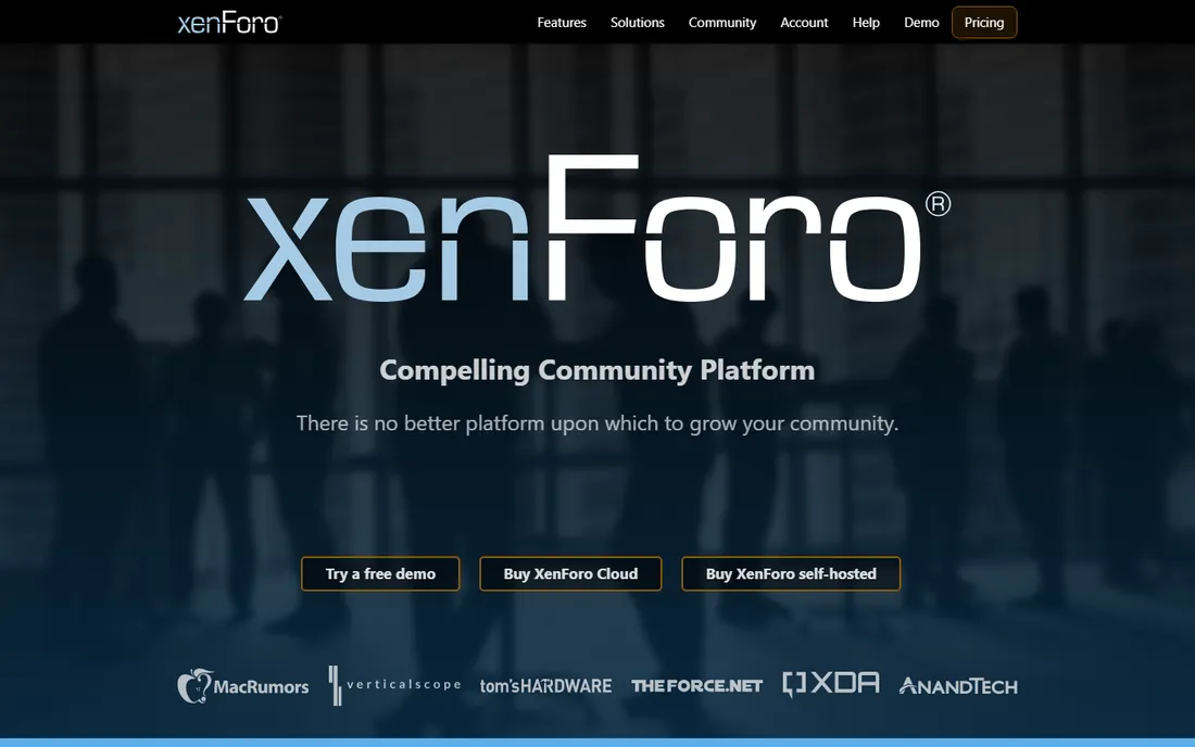 XenForo homepage