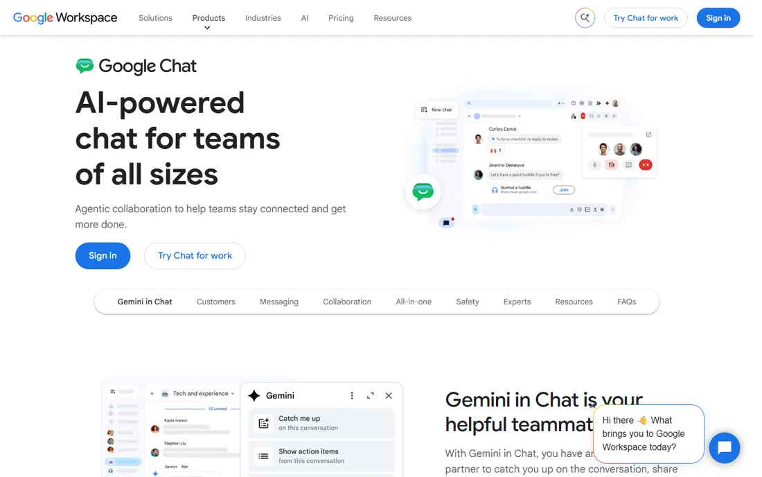 Google Chat homepage