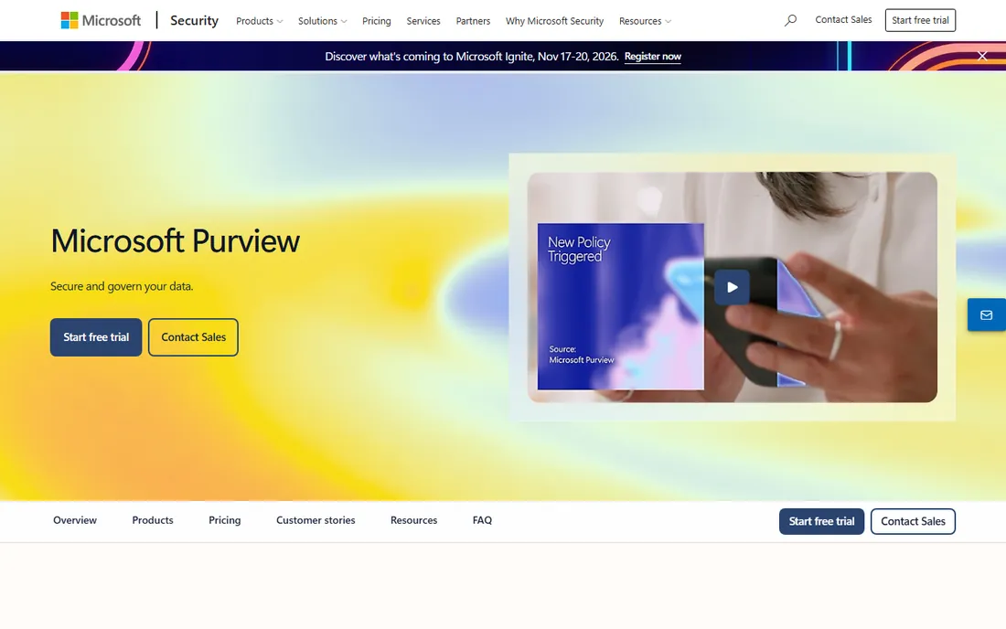 Microsoft Purview homepage