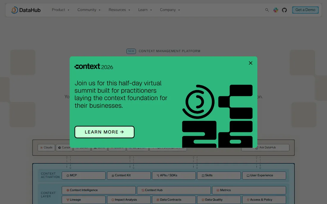 DataHub homepage