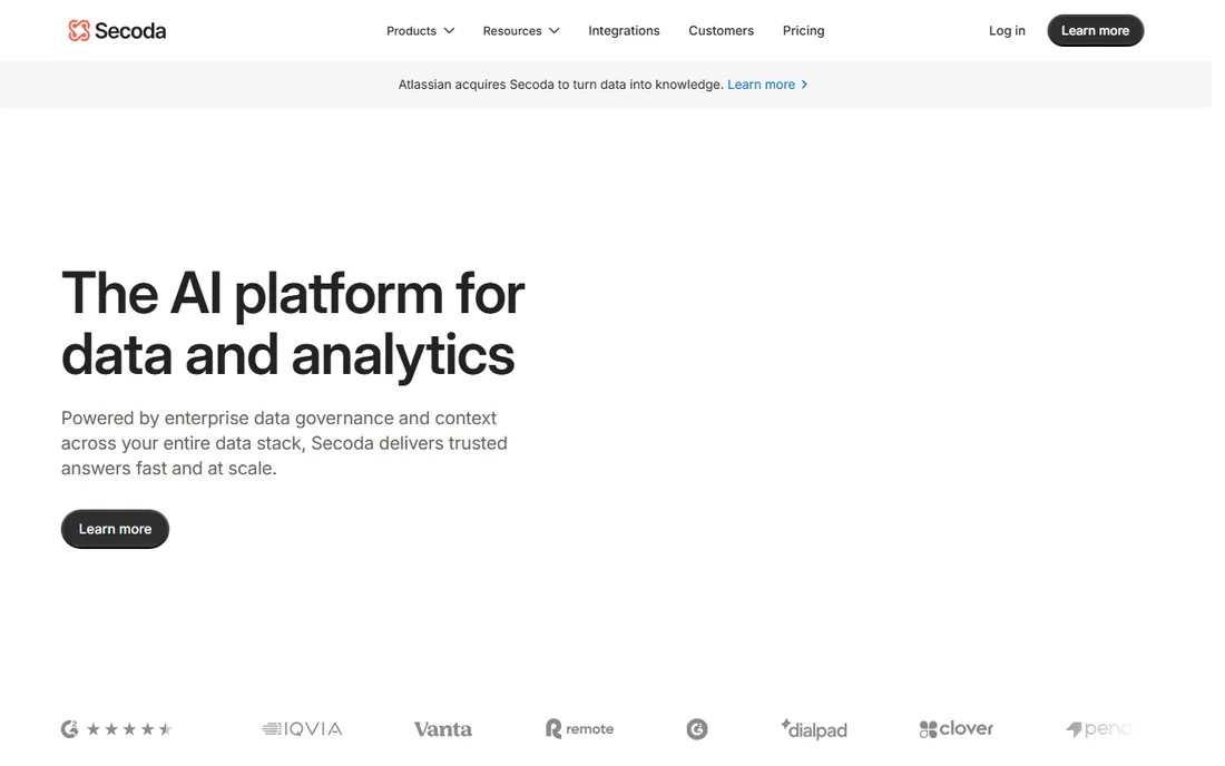 Secoda homepage