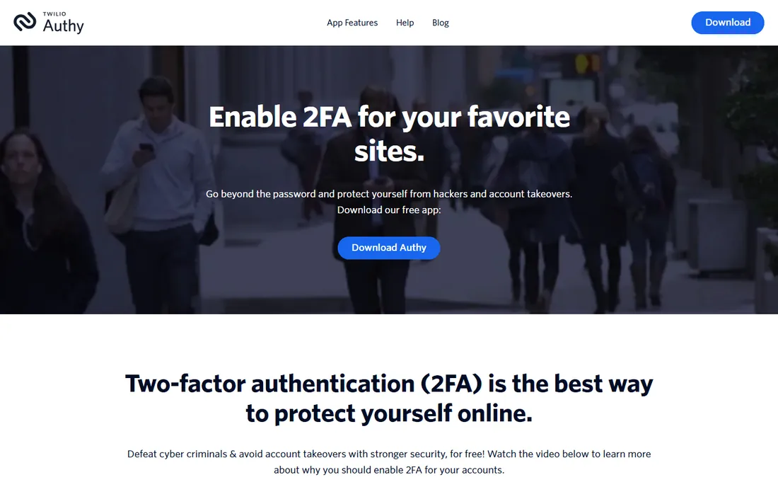 Authy homepage