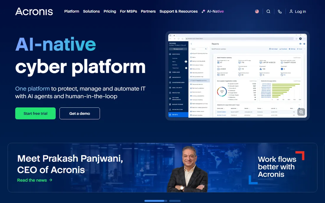Acronis Cyber Protect Home Office homepage