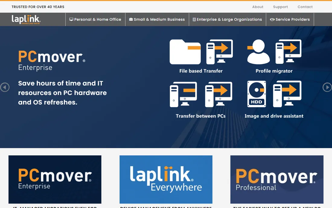 Laplink PCmover homepage
