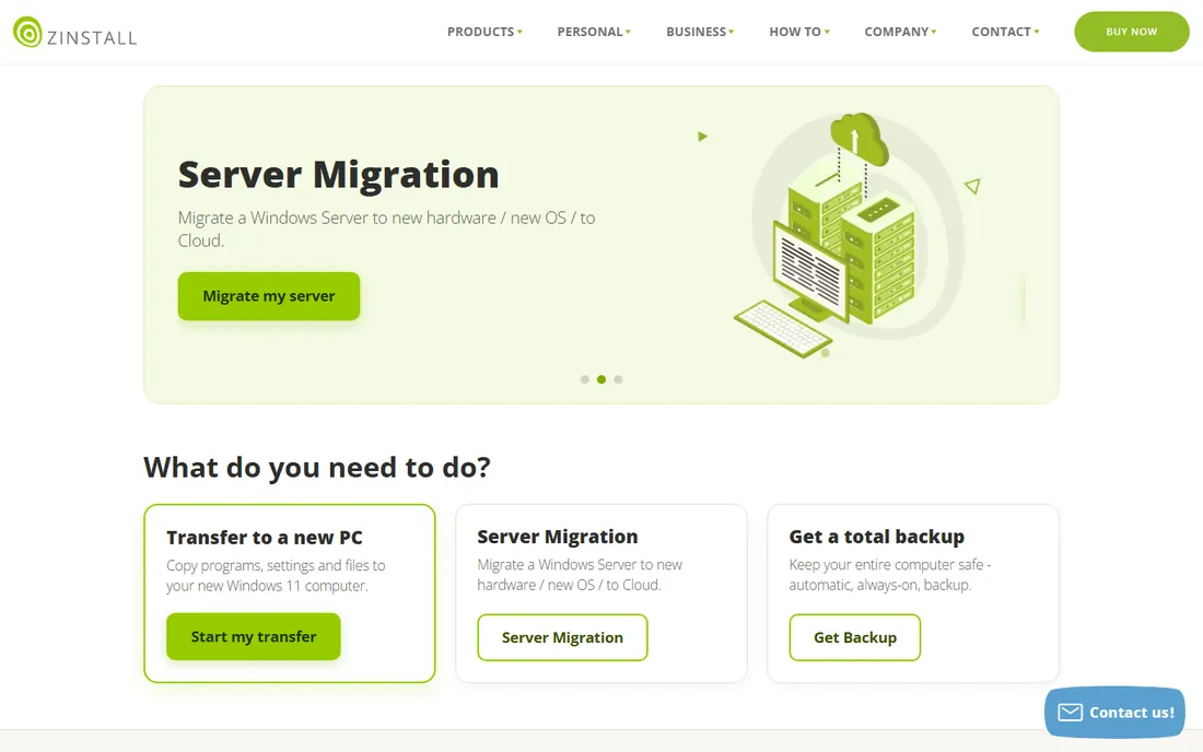 Zinstall homepage