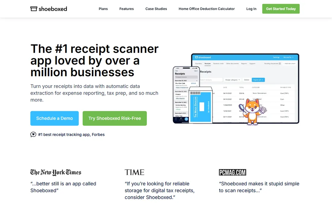 Shoeboxed homepage