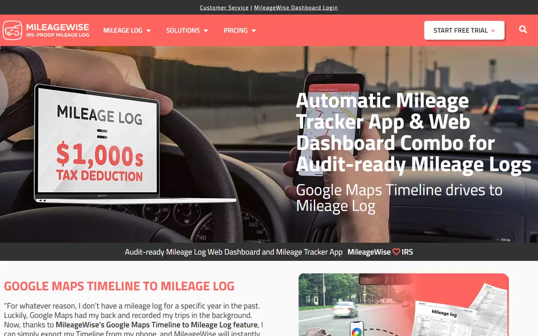 MileageWise homepage